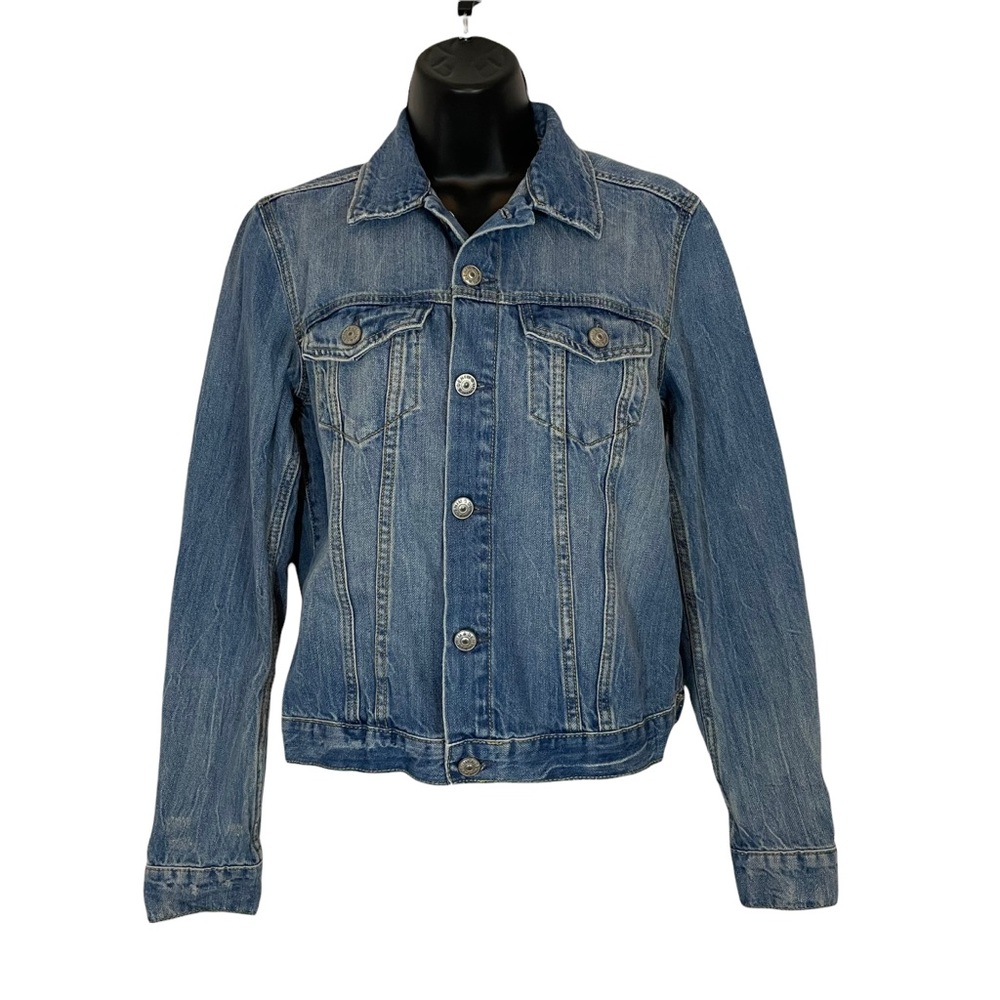 H&M &DENIM Stonewashed cotton denim jean jacket | size 10